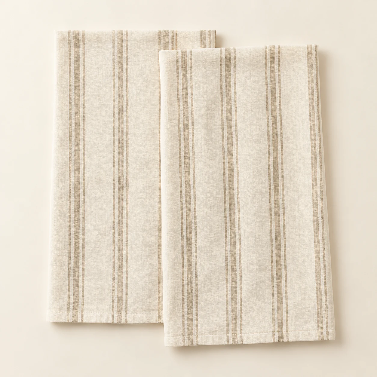 Everyday Cotton Tea Towels in Cream Stripe